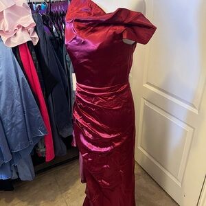 Chic One Shoulder Burgundy Dress